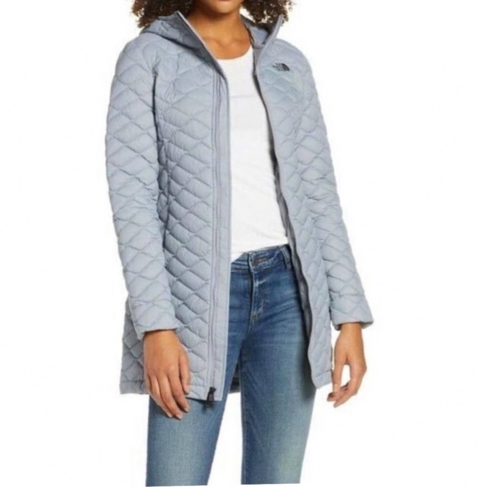 The North Face Parka Womens L ThermoBall Eco NF0A3MHO Light Gray Quilted EUC